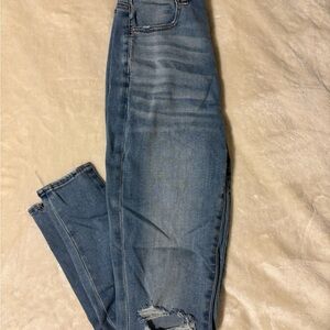 American Eagle Outfitters Blue Skinny Jeans Distressed Tapered